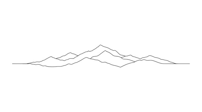 Minimalist continuous line art landscape of jagged mountains with mountain landscape continuous minimalist