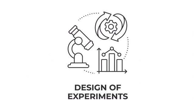 Design of experiments line concept icon animation. Structured data science methodology. Data driven process optimization. Animated outline round motion graphic. Minimal HD video with alpha channel