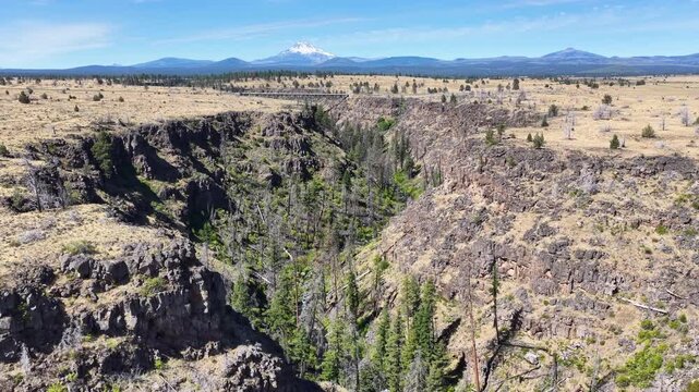 Over millennia Mill Creek has carved a 230-foot deep canyon on the Central Oregon plateau between Bend and Portland. This rugged yet scenic area of high desert is part of the Warm Springs reservation.