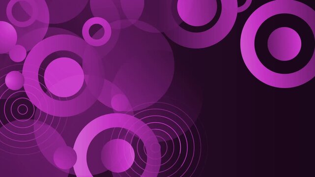 Abstract circle pattern background with overlapping rings and soft glowing shapes animation