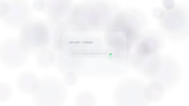 Animated API Key Token Input Field on Digital User Interface Screen