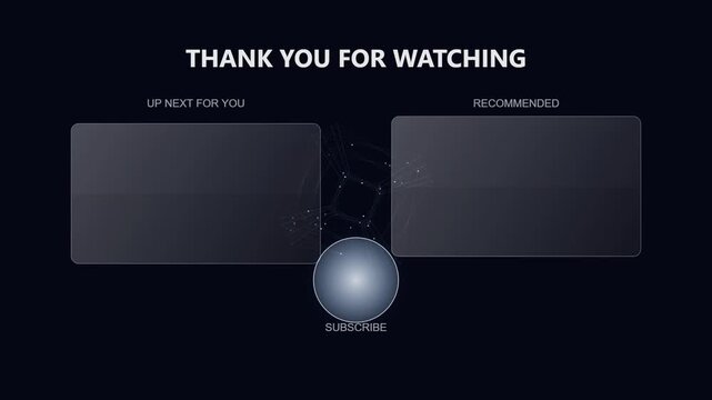 Animated end screen overlay with geometric wireframe for social media