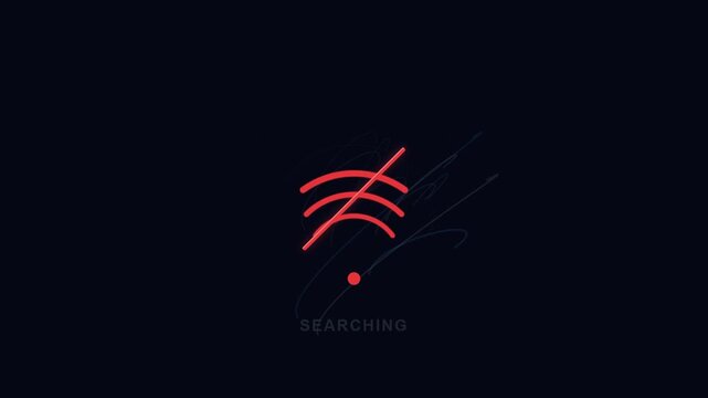 Connection status animation showing network error and signal lost icon