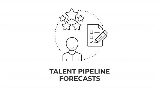Talent pipeline forecasts line concept icon animation. Data driven succession planning. Predictive skills gap analytics. Animated outline round motion graphic. Minimal HD video with alpha channel