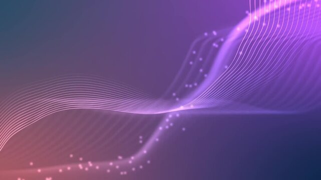Abstract flowing wave lines background animation, Abstract wave lines and particles animated