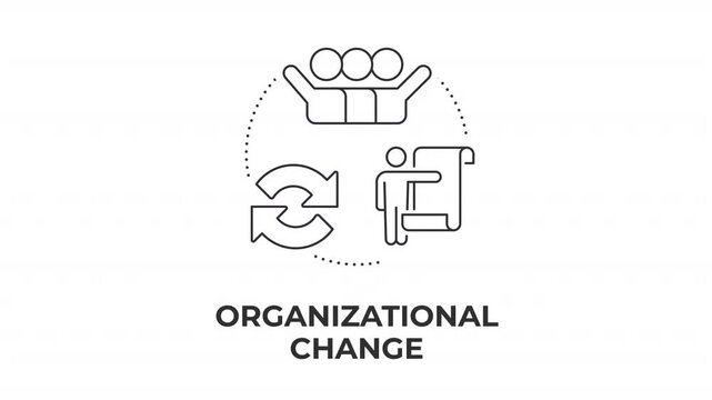 Organizational change line concept icon animation. Driving agile corporate transformations. Modern business evolution. Animated outline round motion graphic. Minimal HD video with alpha channel