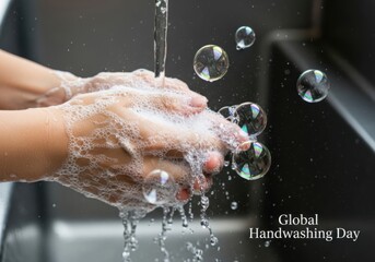 Fototapeta premium Hands being washed with soap and bubbles