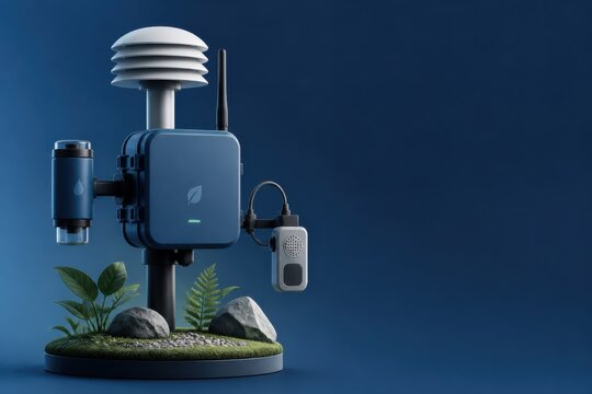 Environmental monitoring station for smart city sustainability concept