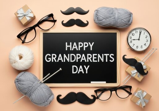 Happy grandparents day greeting card composition