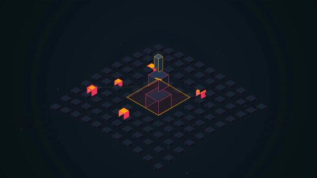 Isometric Tech Cubes Array Seamless Abstract Motion Graphic Loop