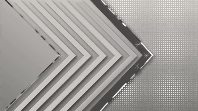 Abstract geometric background with layered chevron shapes dotted texture and glowing modern design animation