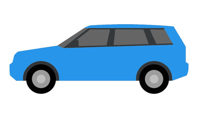 Fototapeta premium Minimal side profile of a blue suv with simplified geometric shapes and clean lines on a white background modern vehicle design concept