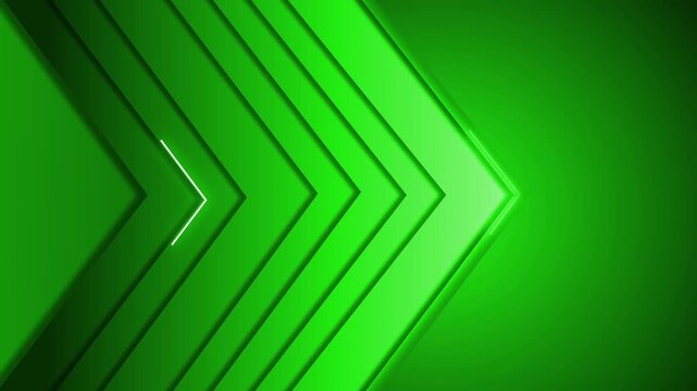 Abstract chevron layers pointing right on a gradient background, modern geometric design with copy space animation