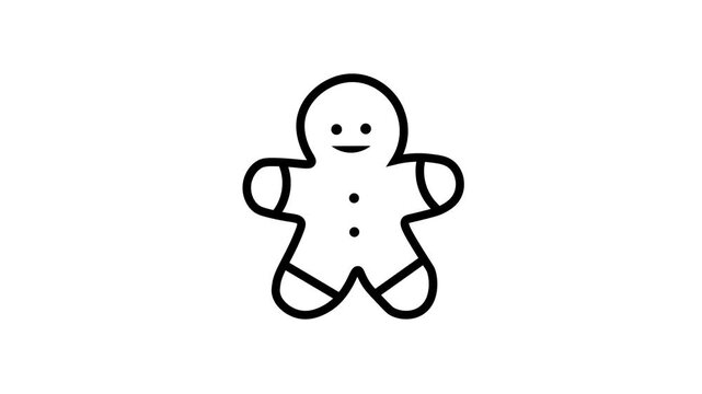 The gingerbread man sways and tilts side-to-side while undergoing subtle scaling and pulsating movements in place.