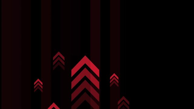 Dark abstract background with vertical bars and upward chevron arrows in different sizes animation