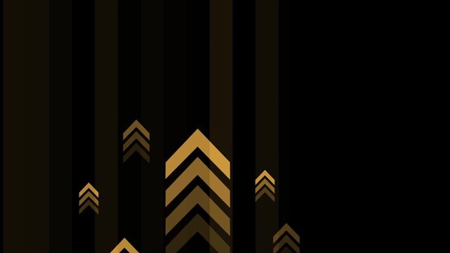 Dark abstract background with vertical bars and upward chevron arrows in different sizes animation