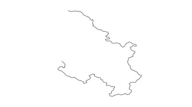 Outline of serbia map animation, drawing map of serbia, serbia map contour line motion.