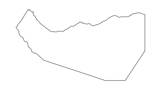 Outline of somaliland being drawn sequentially in smooth lines on white background motion.