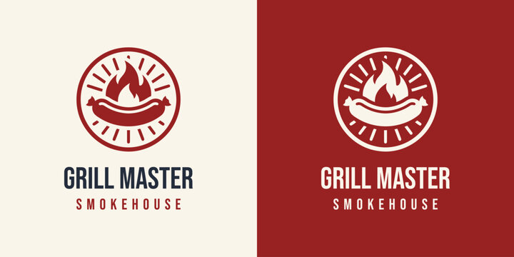 Barbecue sausage vector logo design with a modern, simple, clean, and abstract style. Icon for businesses, restaurants, and personal branding.