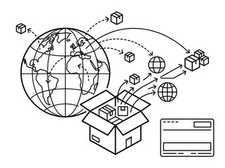 Obraz premium Global Shipping and Logistics Network Illustrating International Trade and Distribution with Digital Technology