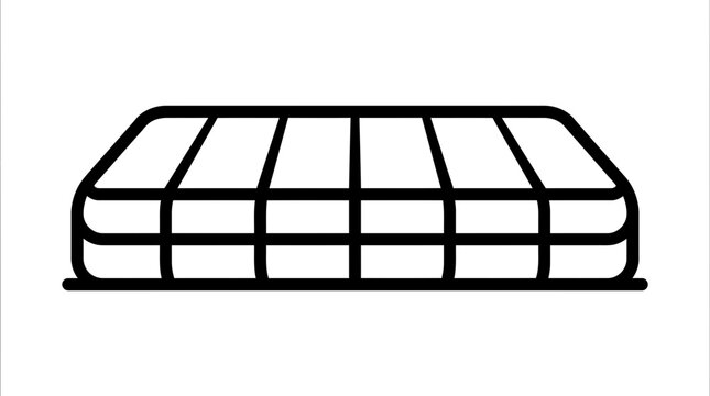 Simple Mattress Icon, Bedding Symbol, Comfortable Sleep Line Art