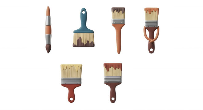 artistic paintbrushes arranged on a white backdrop painting techniques for creative projects such as home decor or craft