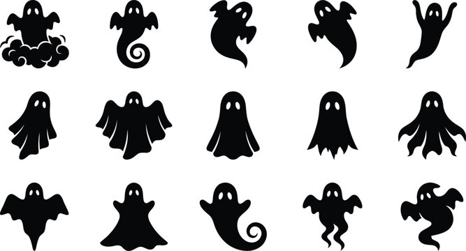Halloween ghost icons set for halloween party design isolated on white background