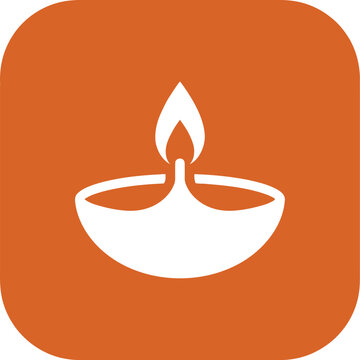 Diya oil lamp icon for hindu festival diwali holiday symbol vector design flat graphic style.