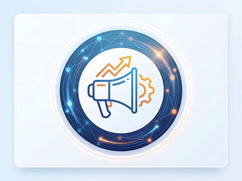 Marketing icon with growth chart and megaphone modern vector illustration.