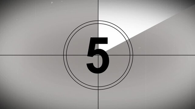 countdown movie from 10 to 0 number old film timer count in grey retro style vintage video timer, best suitable for your cinema, movie or footage