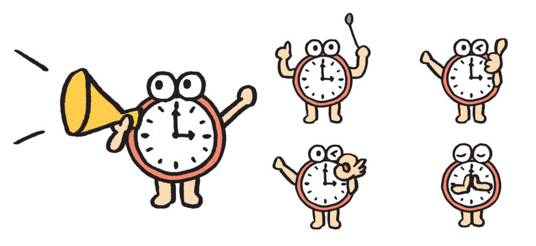 時計のかわいいコミカルなキャラクター素材