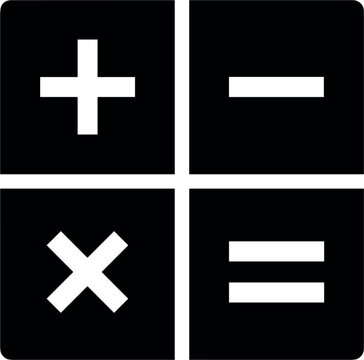 Minimalist math calculator icon with plus minus multiply and equal symbols for accounting finance and education isolated on white background vector illustration.
