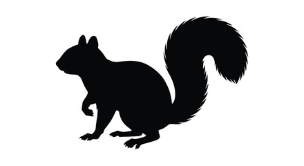 Obraz premium Squirrel Silhouette Against A White Background Black Shape