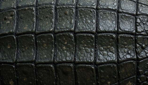 Detailed Macro View Of Dark Armored Crocodile Hide