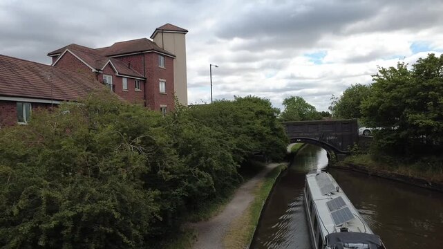 Flying over Nuneaton Canal and Surrounding Town