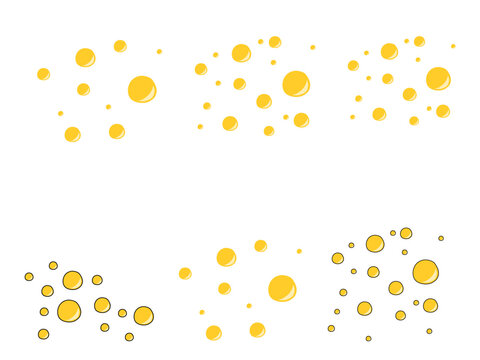 Yellow Oil Drops and Liquid Bubbles Vector Set Isolated on White Background