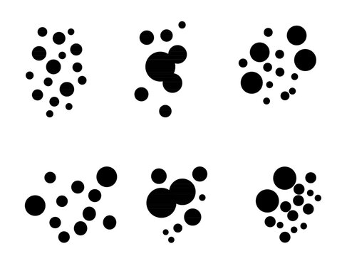 Black Dots and Bubble Clusters Set Vector Graphic Resource Isolated on White Background
