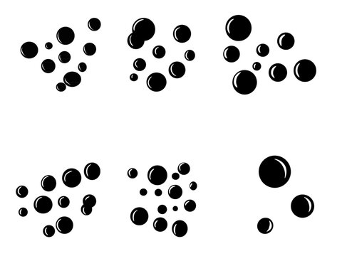 Black Soap Bubbles Icon Set Vector Illustration Isolated on White Background