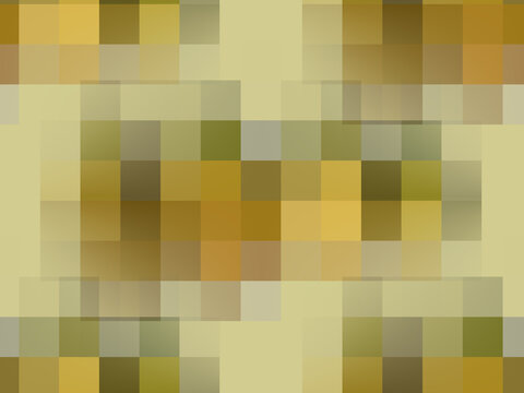 Pixelated background in orange, green, and yellow.