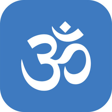 Om symbol hindu religious sacred mantra spiritual enlightenment peace meditation zen on blue.