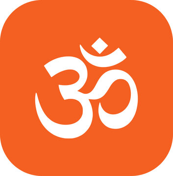 Om symbol hindu religious sacred mantra spiritual enlightenment peace meditation zen on orange.