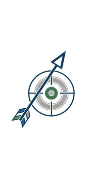 Target archery bullseye with arrow hitting center