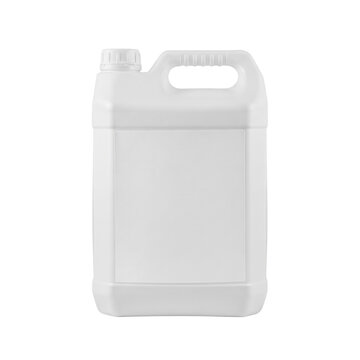 Blank white plastic jerrycan container with top handle