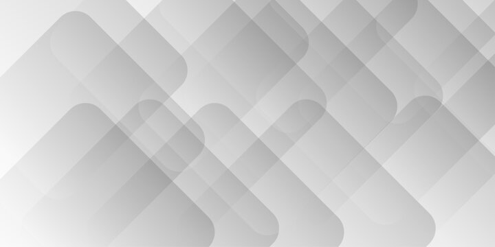Abstract white and gray background with diamond and triangle shapes layered in modern abstract pattern. Light neutral background with arrows and copy space.