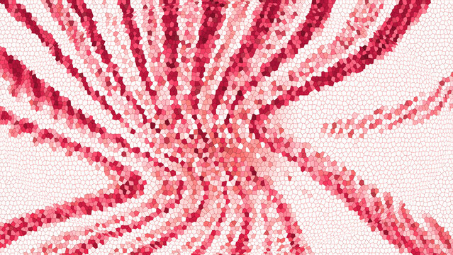 red abstract geometric background mosaic-style stained glass constructed from thousands of small irregular polygons resembling a Voronoi tessellation