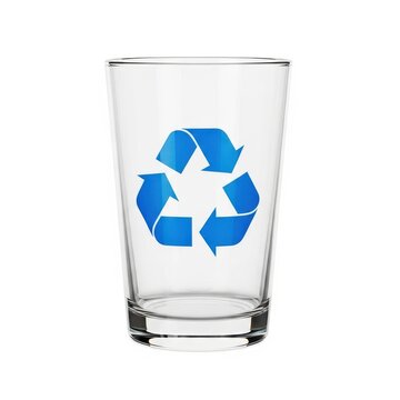 Clear Glass with Blue Recycling Symbol Eco Friendly Waste Management