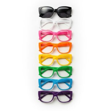 Colorful Fashion Eyeglasses Collection Isolated on White Background