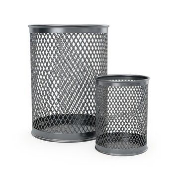 Metal Mesh Desk Organizer Pen Holders Isolated on White Background