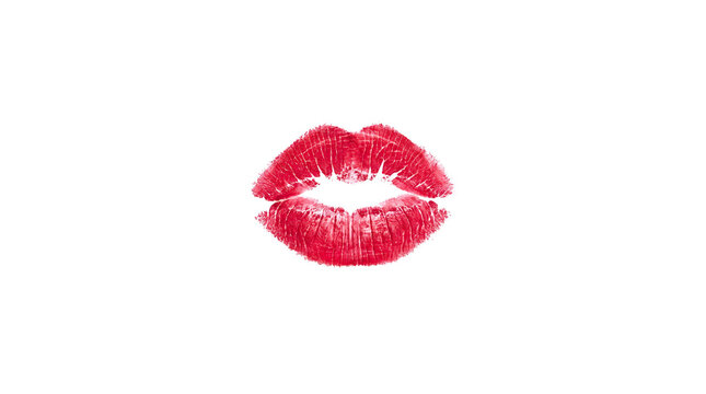 Red Lipstick Kiss Mark Imprint Isolated on Clean Transparent Background