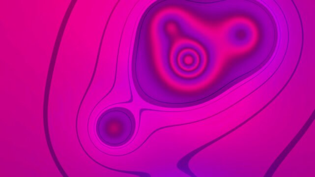 Abstract fractal design with glowing concentric circles and flowing magenta contours forming a symmetrical pattern.